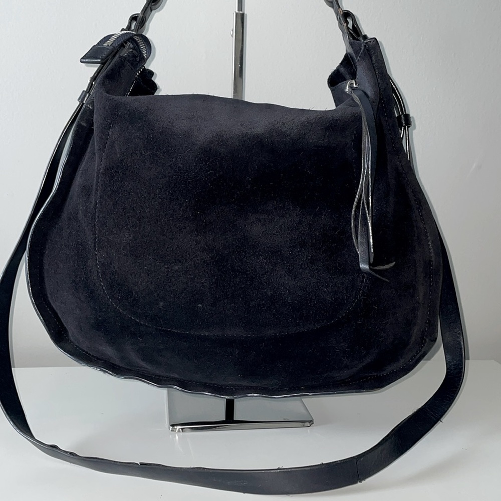 All Saints Mori MD hobo black suede